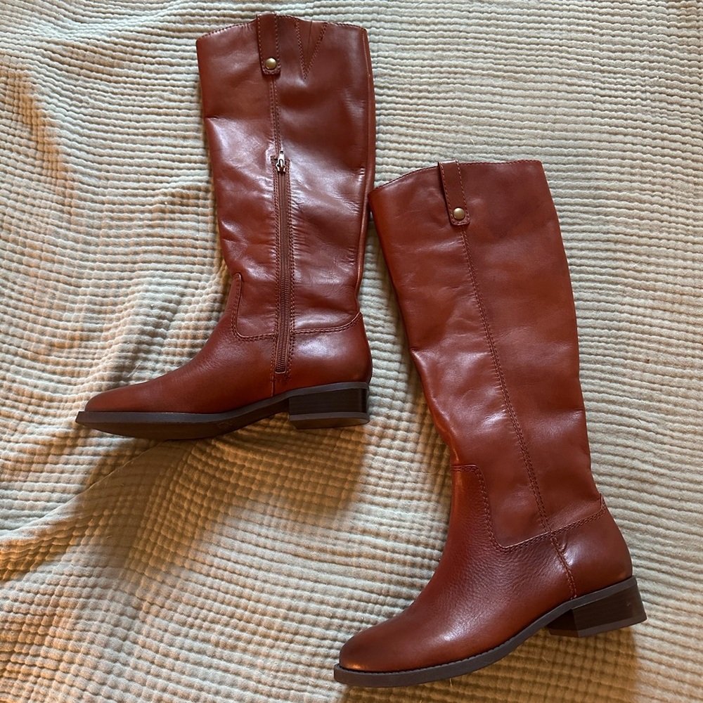 Brown Leather Knee-High Boots